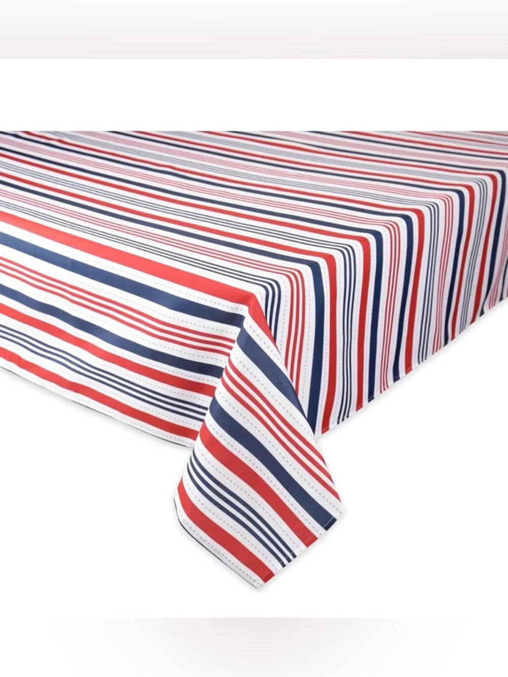DII Patriotic Stripes Tablecloth, Stain Resistant & Waterproof, 60x84, LIKE NEW